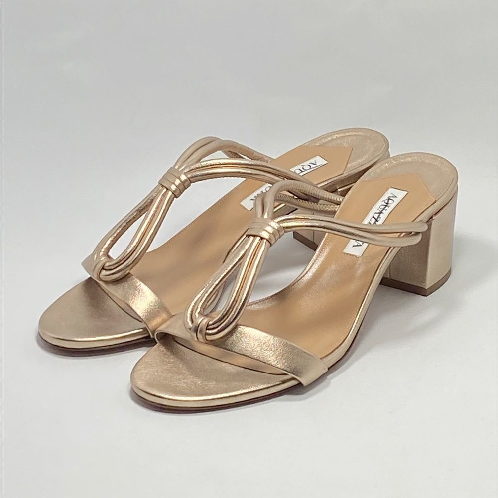 Aquazzura Palisades Metallic Leather Sandals size 38.5